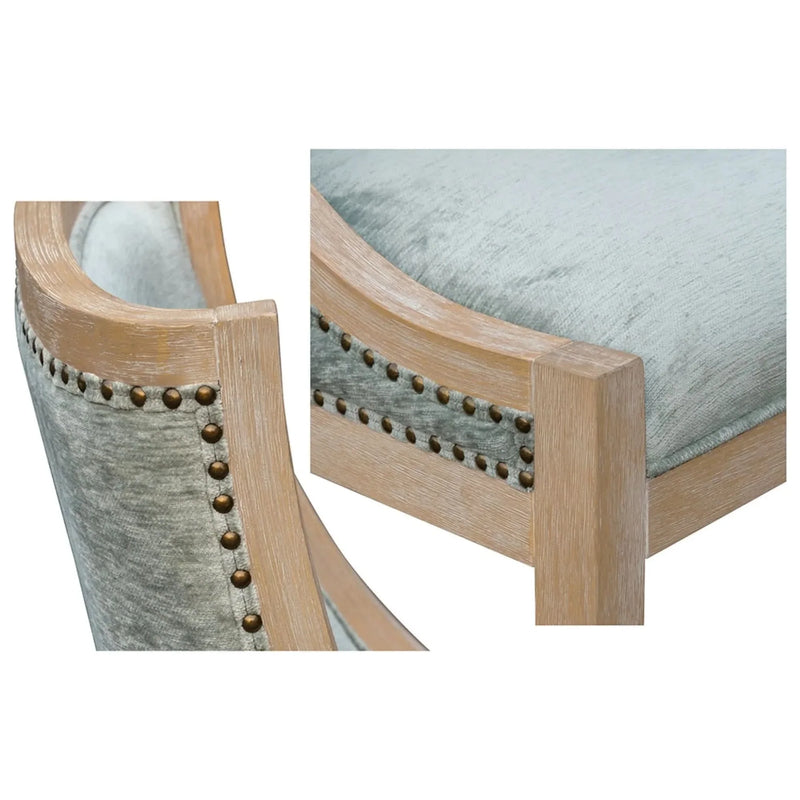 Dining Chair Polyester Upholstered Nailhead Trim Soft Green Transitional