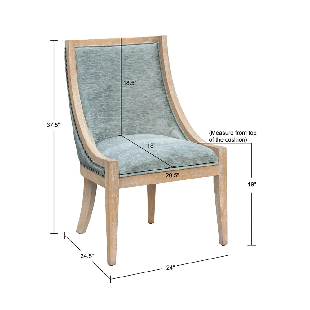 Dining Chair Polyester Upholstered Nailhead Trim Soft Green Transitional Media 3