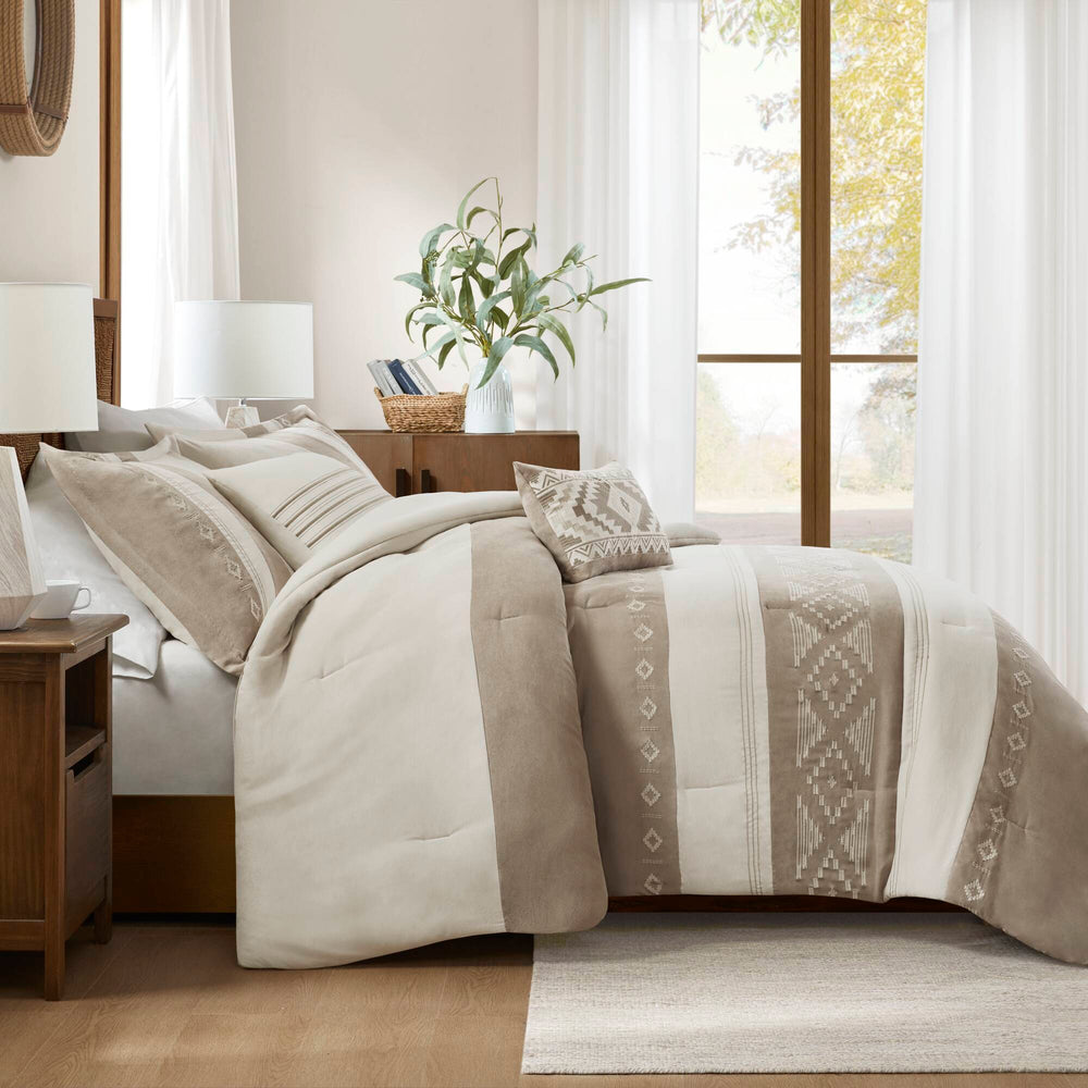 5-Piece King Comforter 5pcs Set,Taupe Media 9
