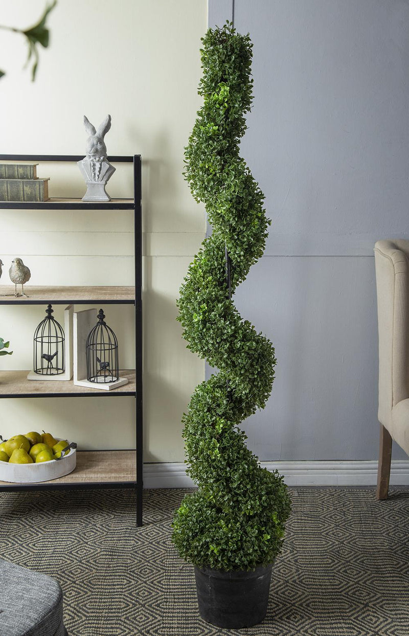 10.5x10.50x60' 5 Foot Tall Artificial Spiral Boxwood Topiary