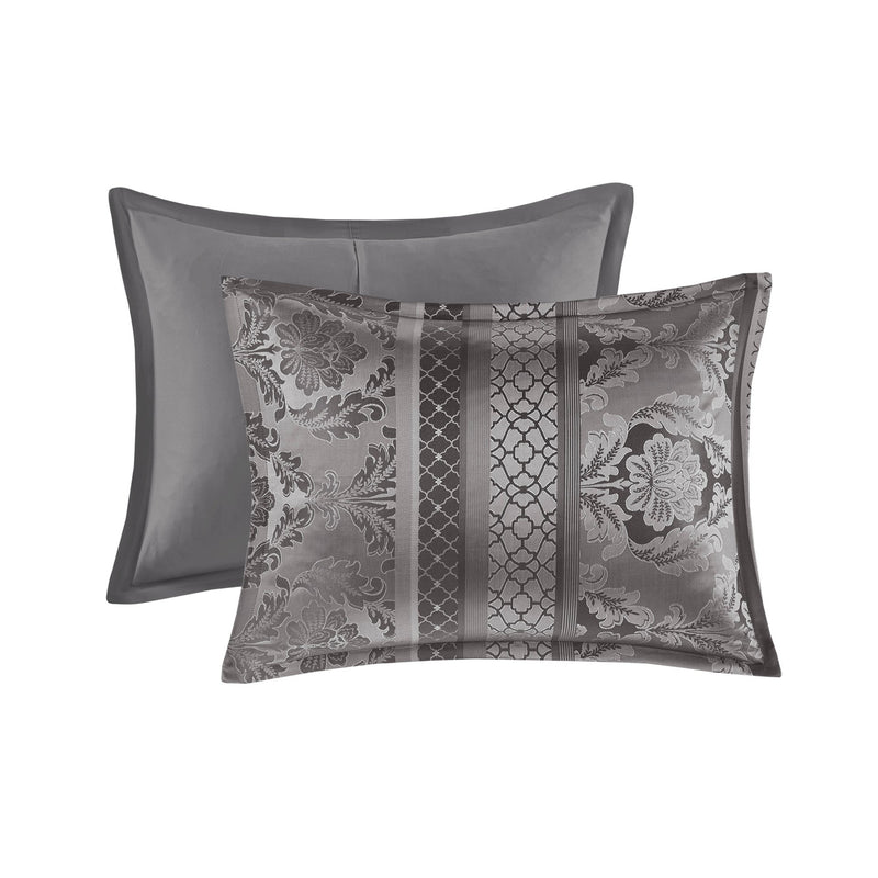 7 Piece Jacquard Comforter Set Grey King