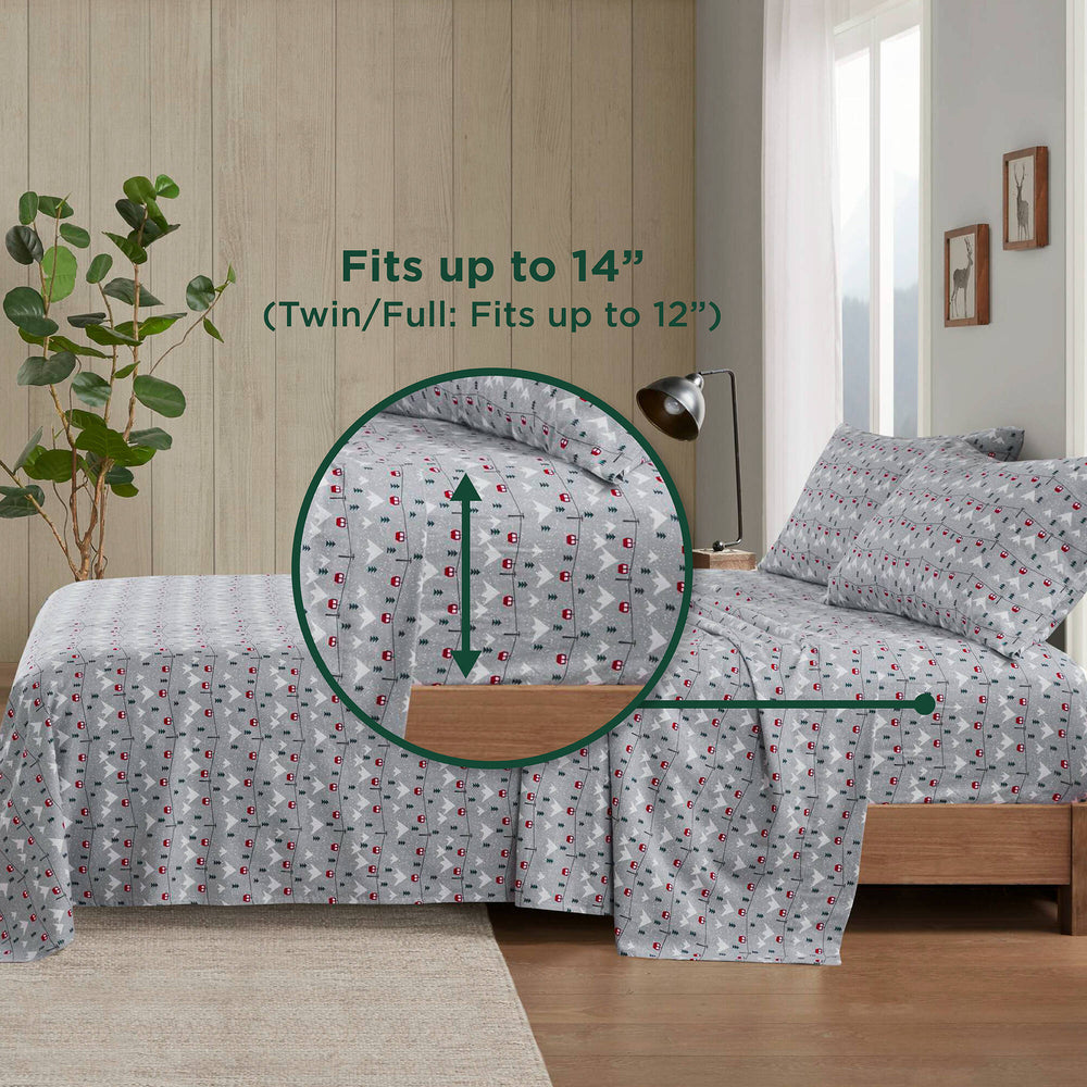 4 PCS Cal King Sheet Set Grey Ski Jump Media 11