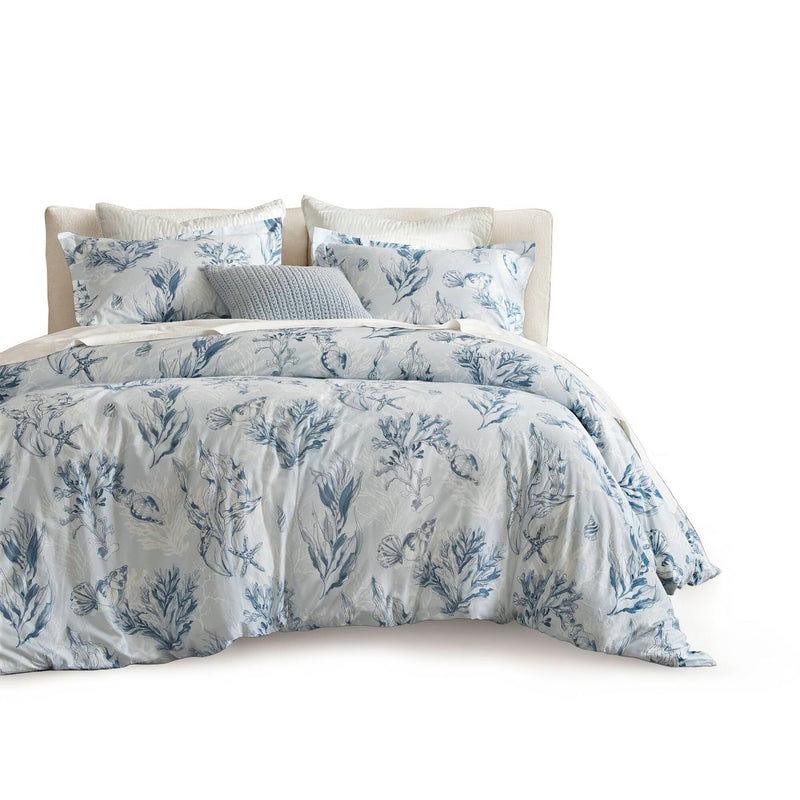 3-Piece Full/Queen 100% Cotton Sateen Duvet Cover Set,Navy/Blue