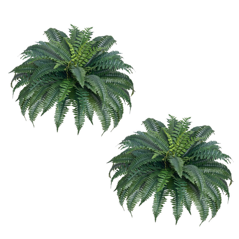 2 Pcs Artificial Boston Ferns Plastic Fern 50 Branches Indoor Outdoor Decor