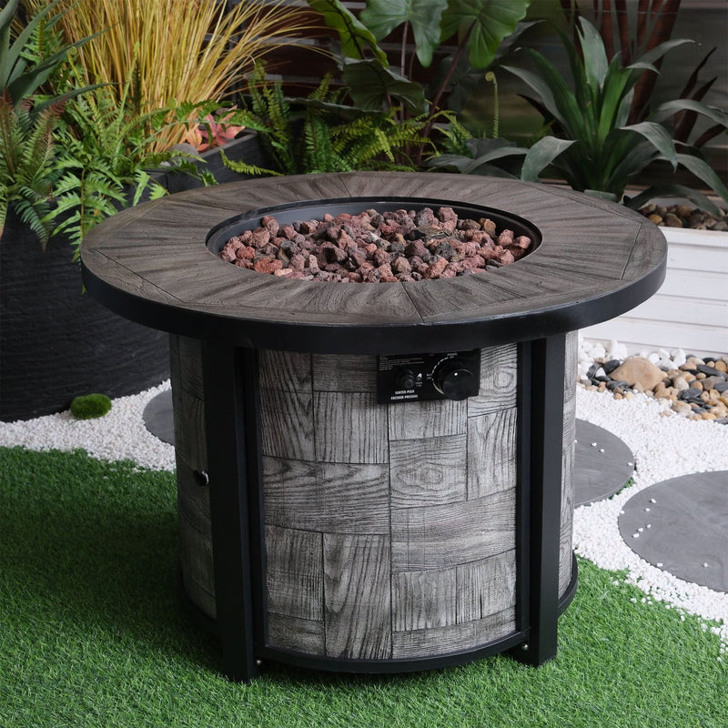 Outdoor Propane Fire Pit Concrete Stonecrest & Lava Rocks Cover Included