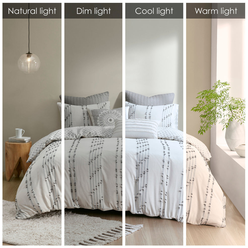 King/Cal King 3 Piece Cotton Jacquard Duvet Cover Set Media 13