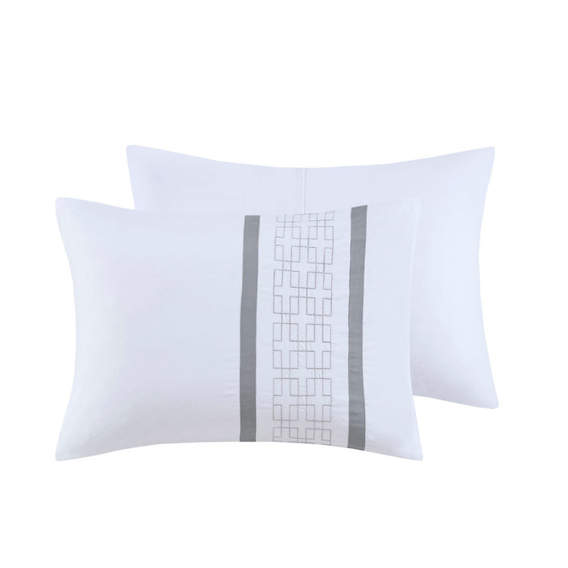 8 Piece Embroidered Comforter Set White Cal King