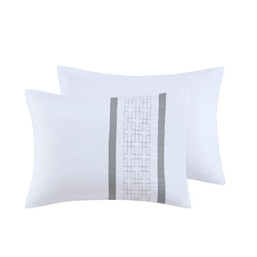 8 Piece Embroidered Comforter Set White Queen Media 17