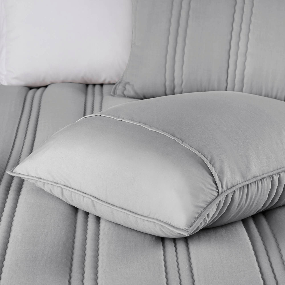 3 PCS King/Cal King Poly   Quilt Set Gray Media 6