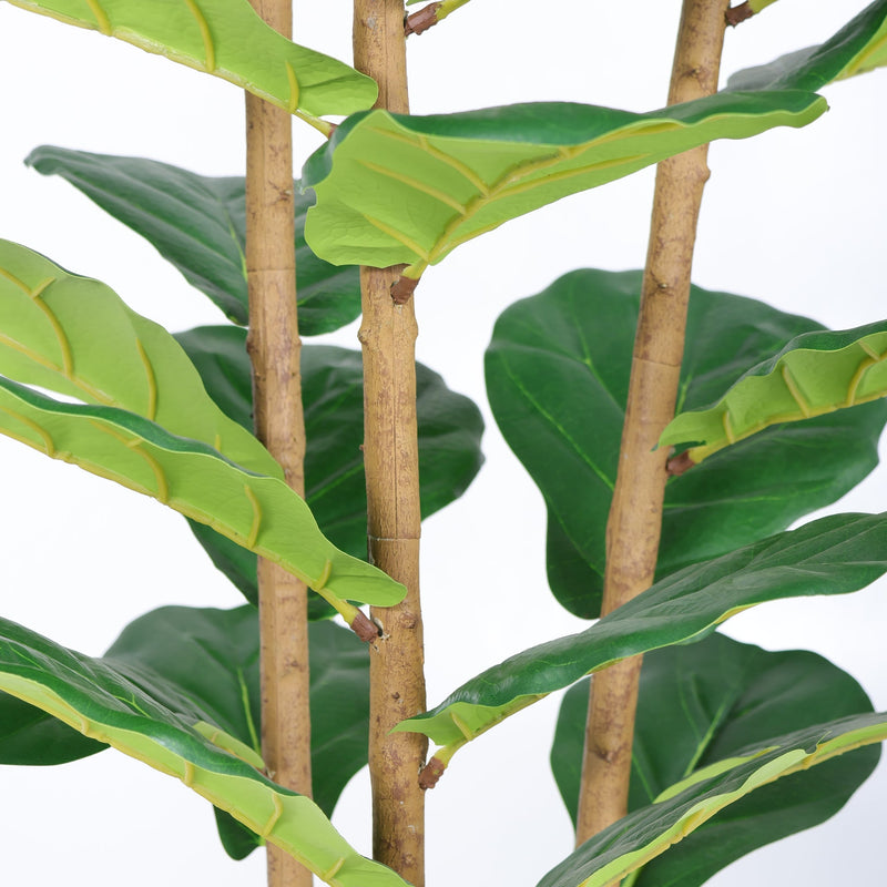 5.2FT Artificial Fiddle Leaf Fig Tree With Decorative White Pot, Real Touch Fake Indoor Plant for Home Office Living Room Corner Decoration, 1pc/set