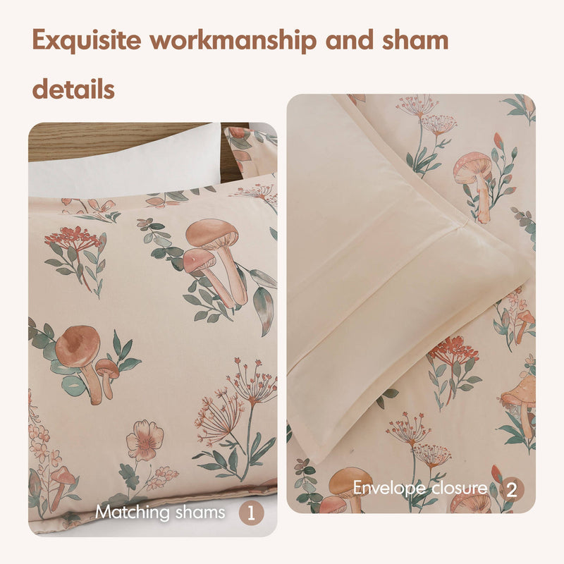 4- Piece Full/Queen Mushroom Garden Comforter Set