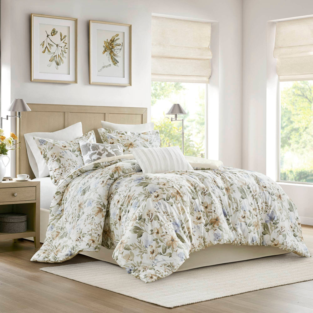 6PCS King Cotton Sateen Print Oversized Comforter Set Media 17