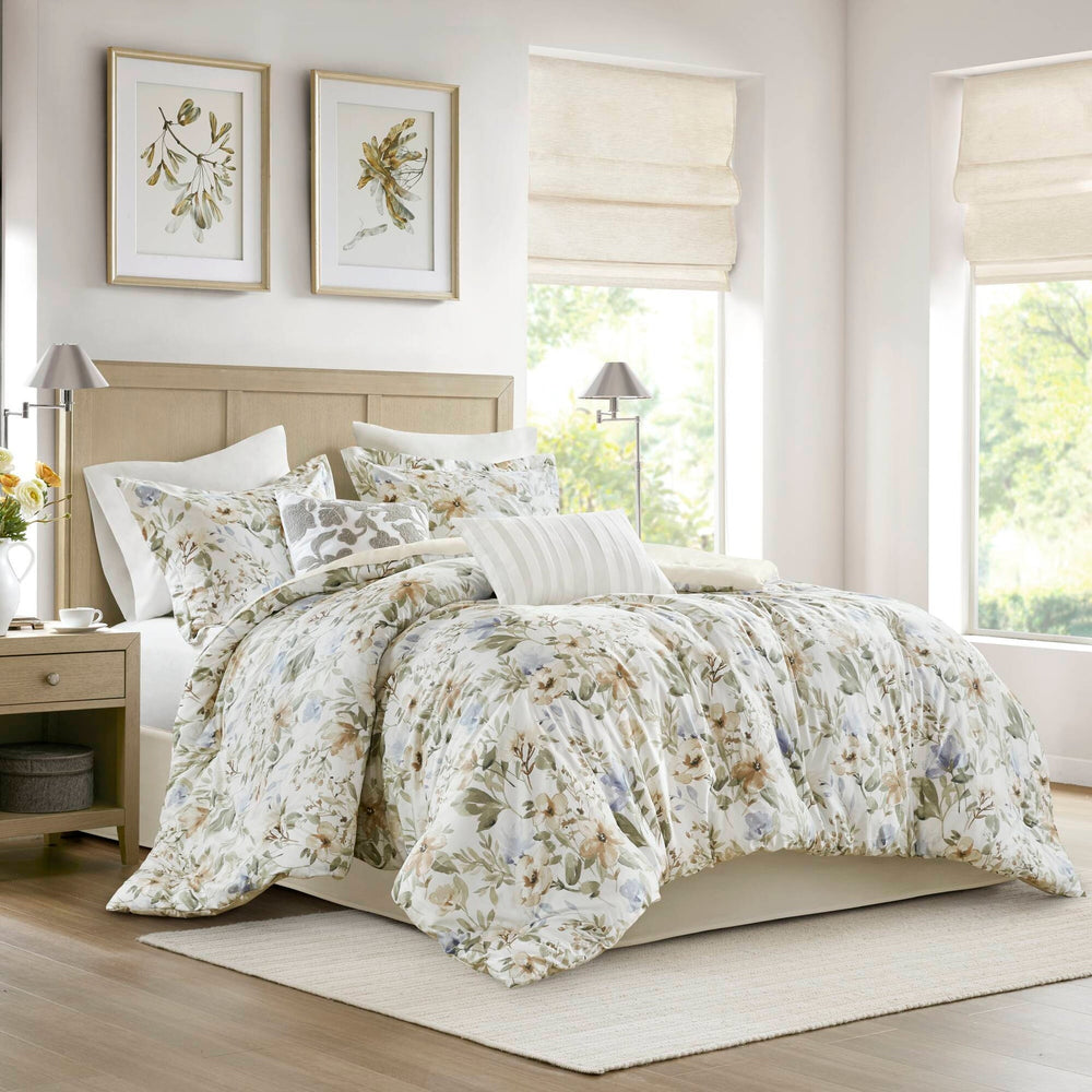 6PCS King Cotton Sateen Print Oversized Comforter Set Media 17