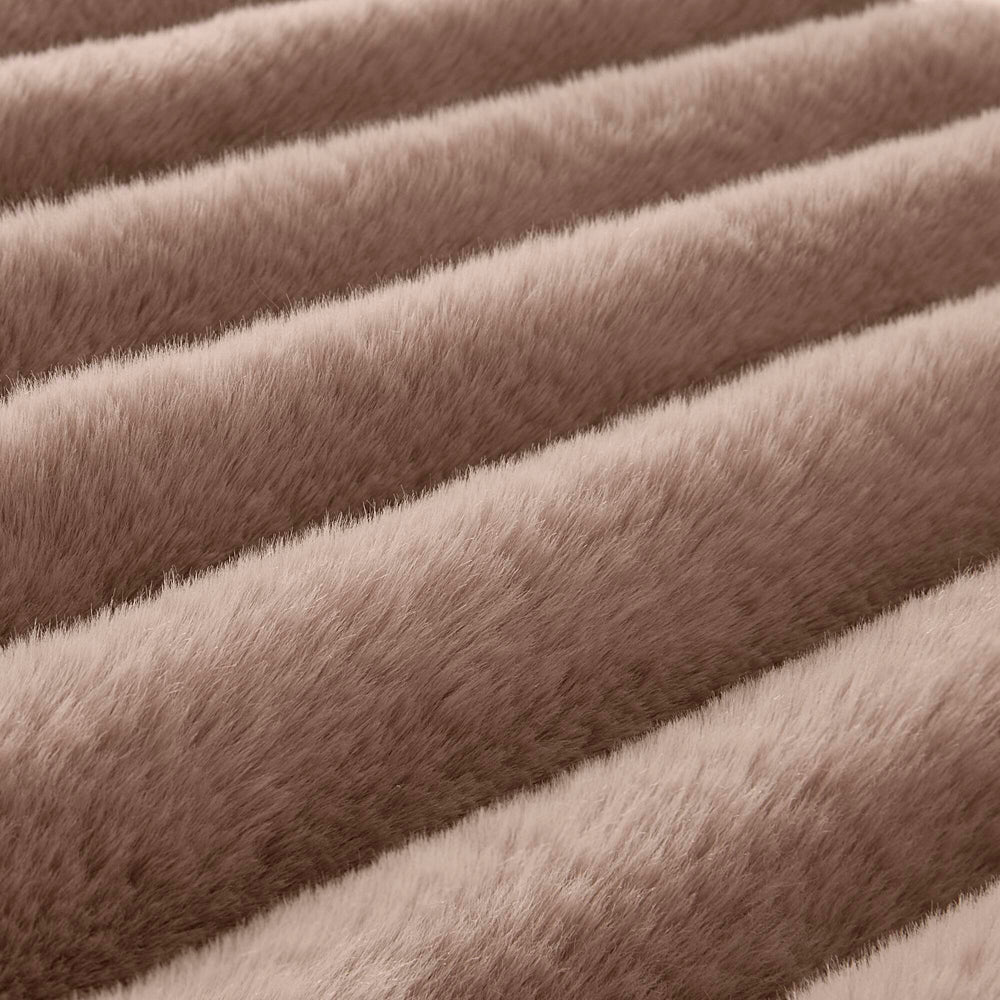 3 Pieces King Ultrasoft Faux Fur Ribbed Comforter Set,Mocha Media 14