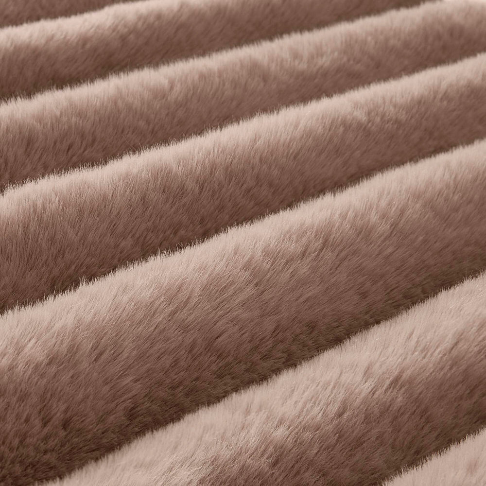 3 Pieces Full/Queen Ultrasoft Faux Fur Ribbed Comforter Set,Mocha Media 14