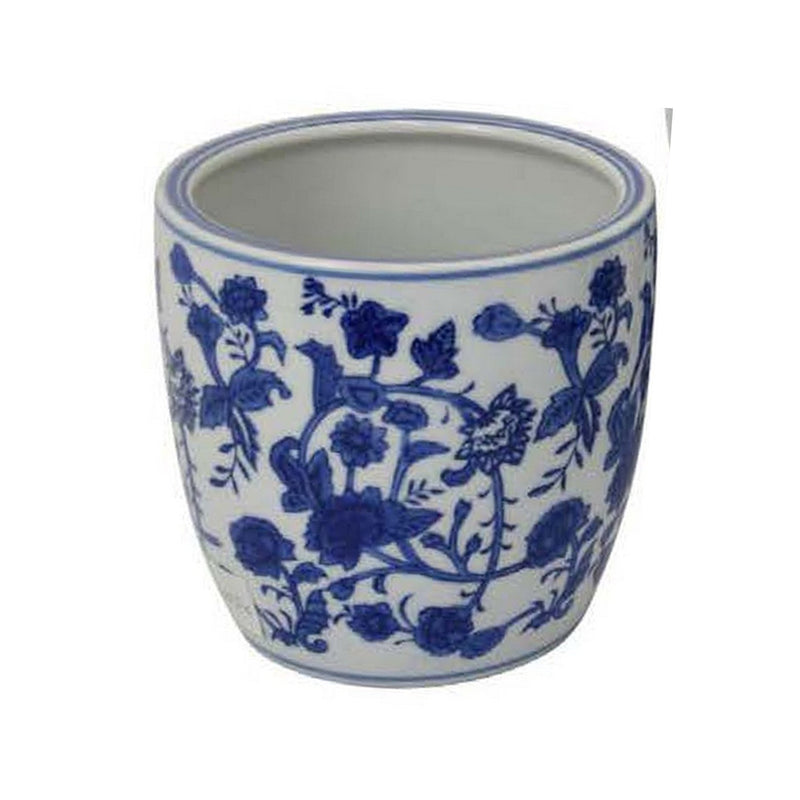 Garden Planter Set of 3, Classical Ceramic Blue White Floral Pattern