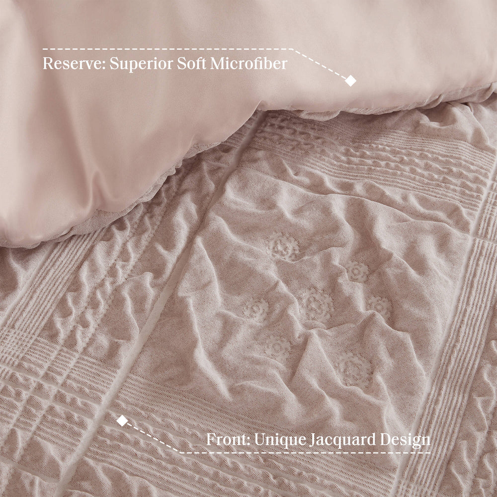 5-Piece King 5 Piece Sculpted jacquard comforter set,Pink Media 5