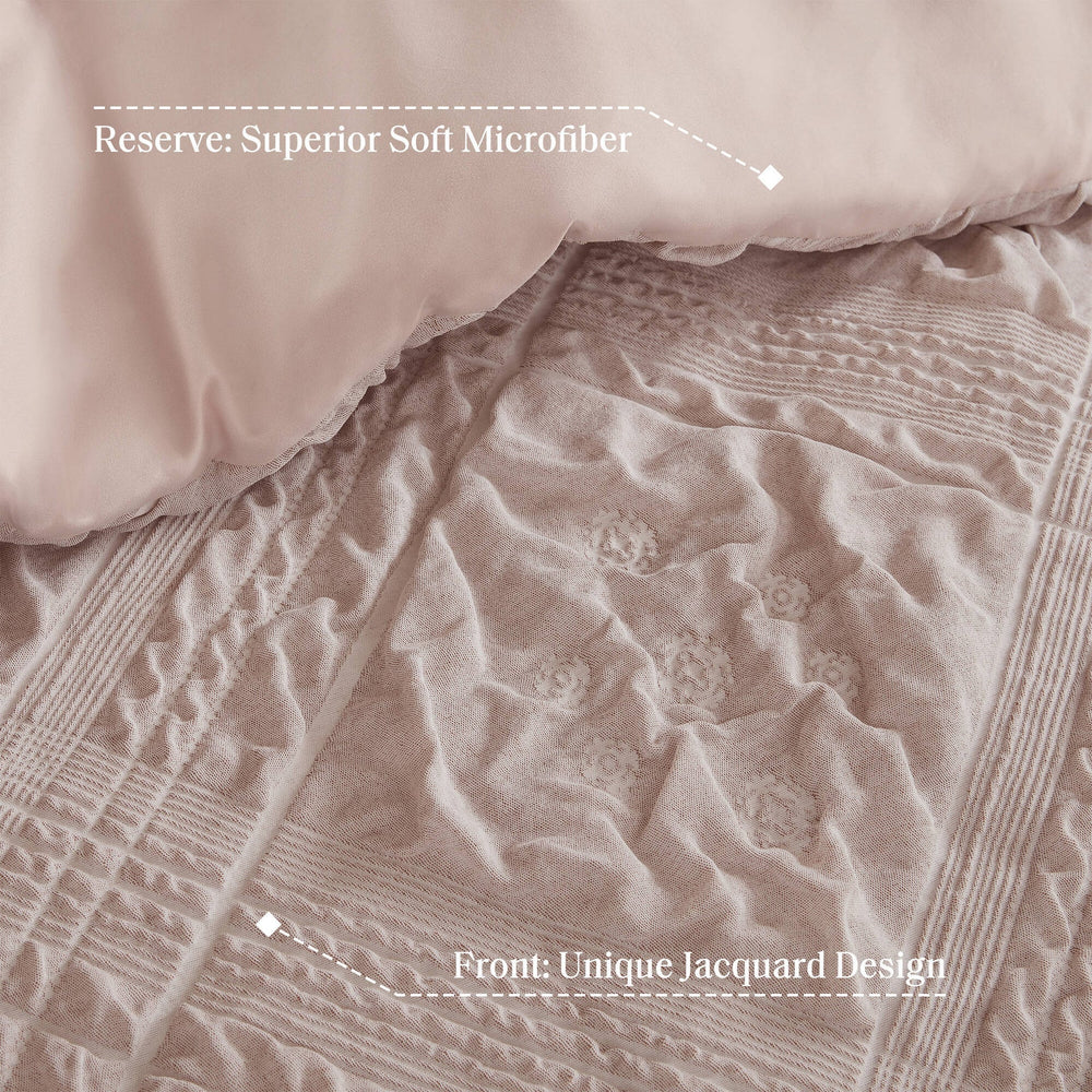 5-Piece King 5 Piece Sculpted jacquard comforter set,Pink Media 5