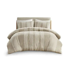 3 Piece Striped Cotton Duvet Cover Set perspective