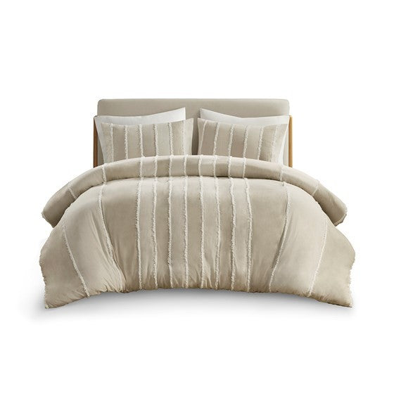Full/Queen 3 Piece Striped Cotton Duvet Cover Set Media 14