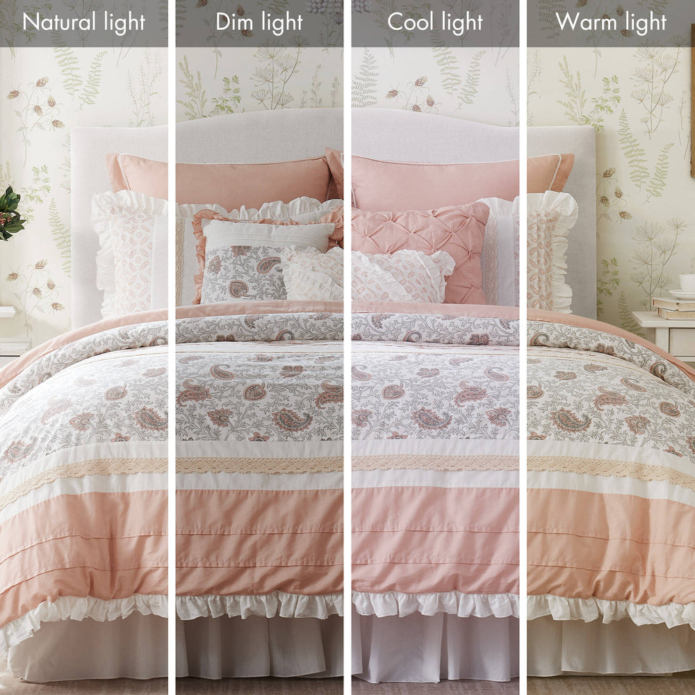 9 Piece Cotton Percale Comforter Set Blush King Media 8