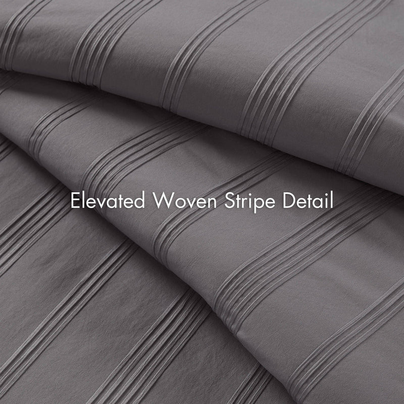 3-Piece Cal King Woven Striped Duvet Set
