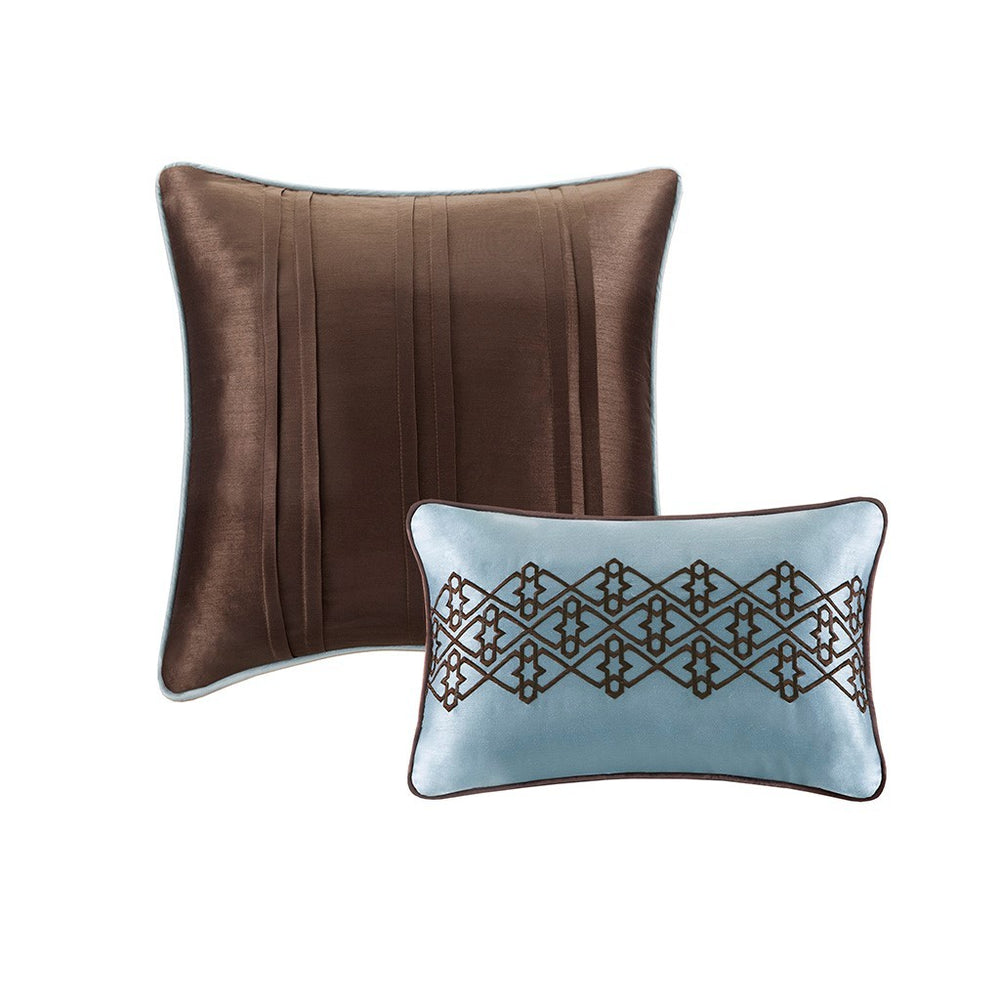 5 Piece Reversible Jacquard Bedspread Set Blue Queen Media 3