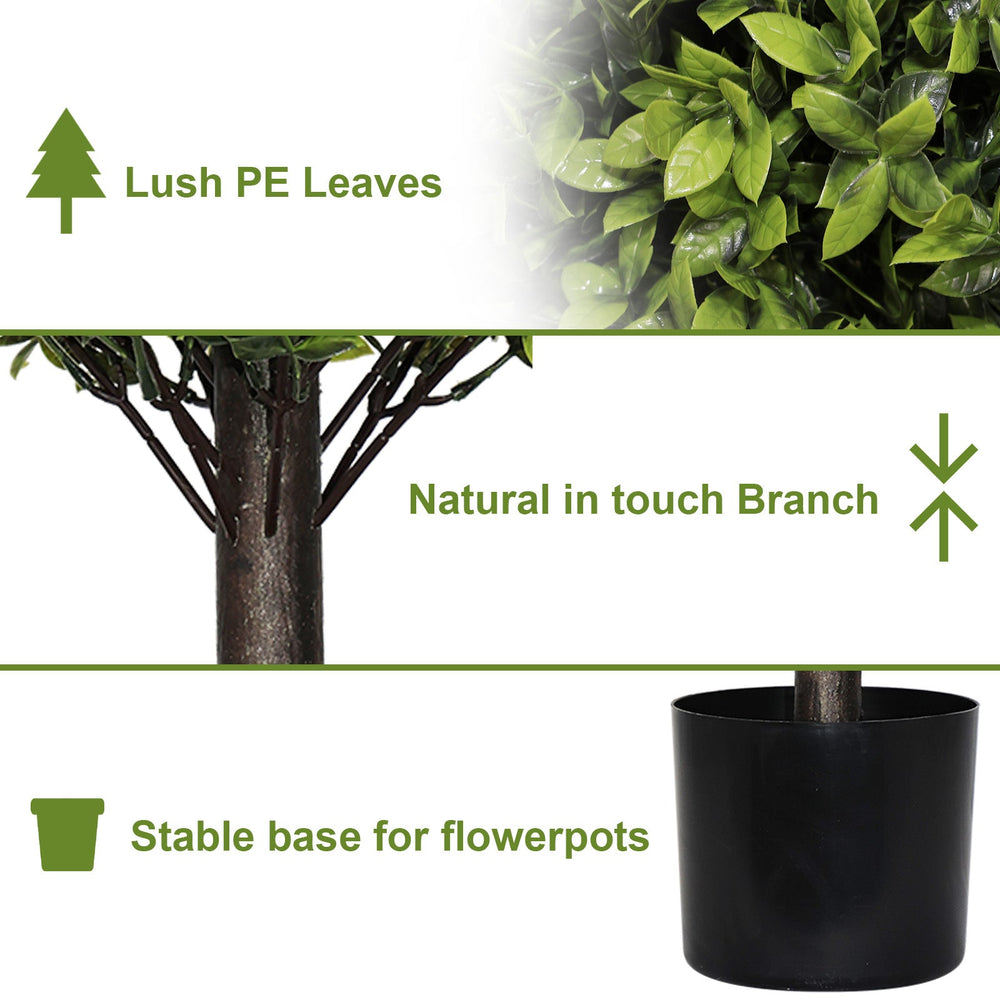 22in Artificial Boxwood Topiary Ball Trees in Pots for Indoor Outdoor Home Garden Decor 2pcs/set Media 4