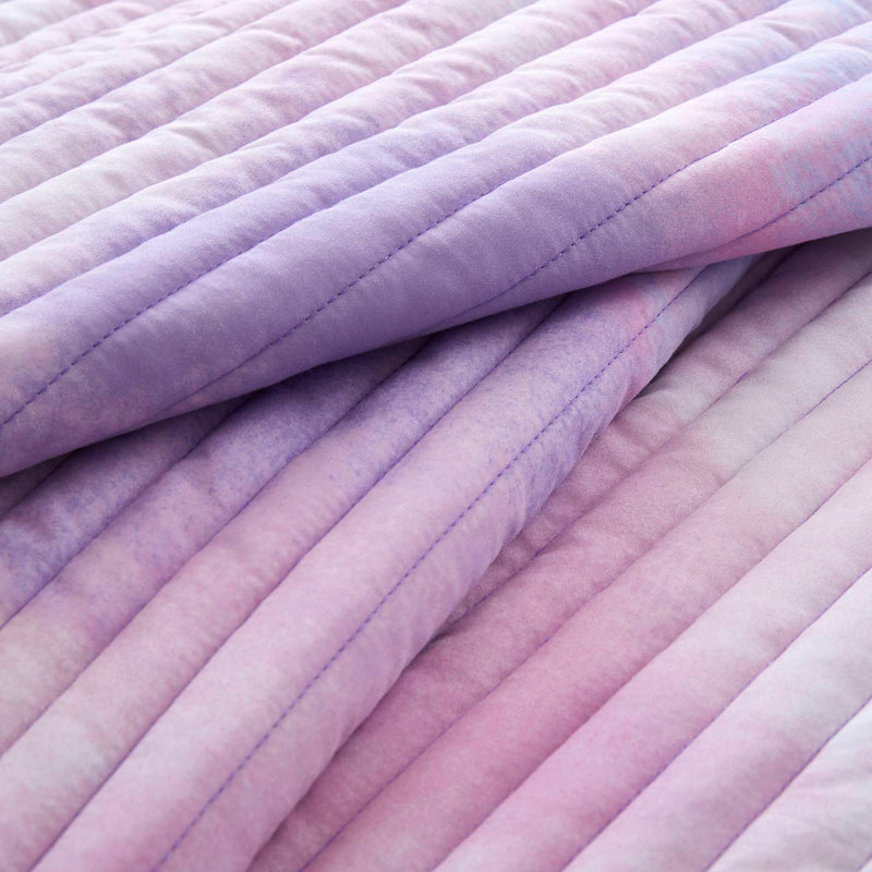 3 Pieces Twin/Twin XL Watercolor Tie Dye Printed Quilt Set with Throw Pillow,Purple