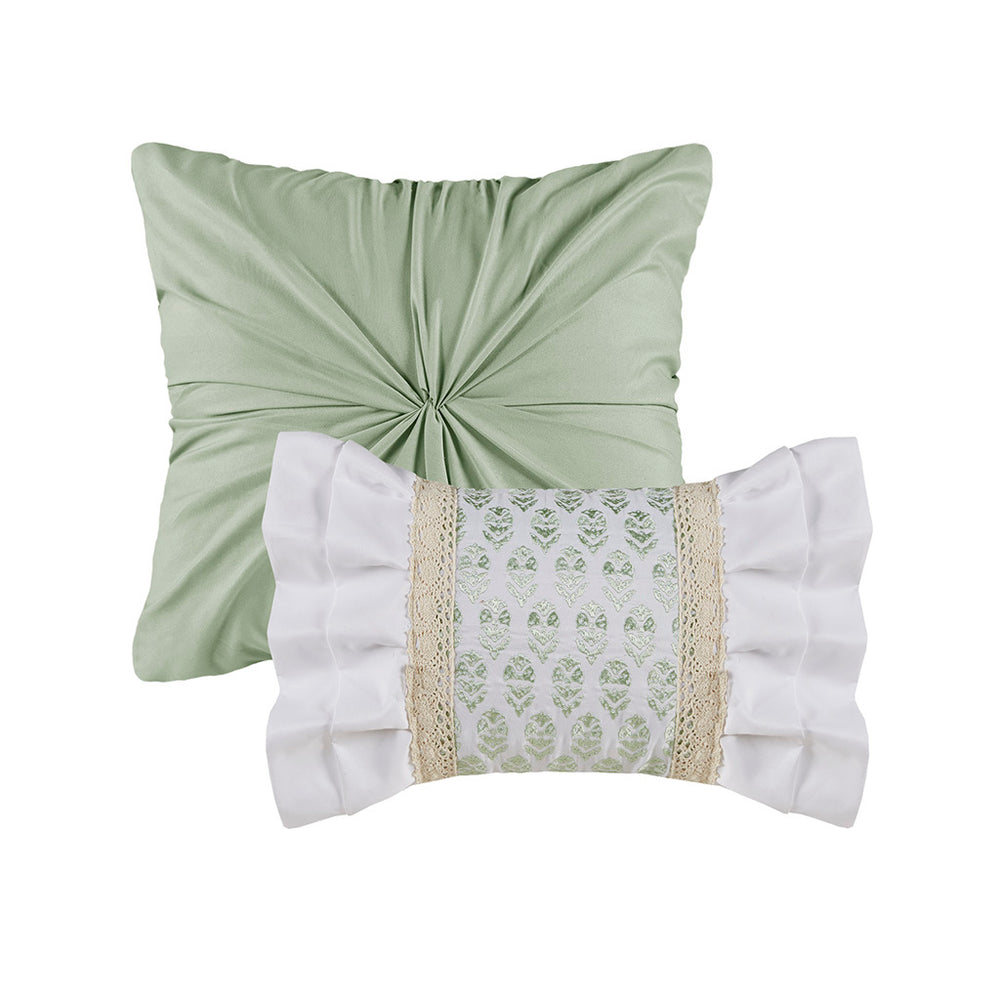 Full/Queen 5 Piece Seersucker Comforter Set with Throw Pillows Media 5