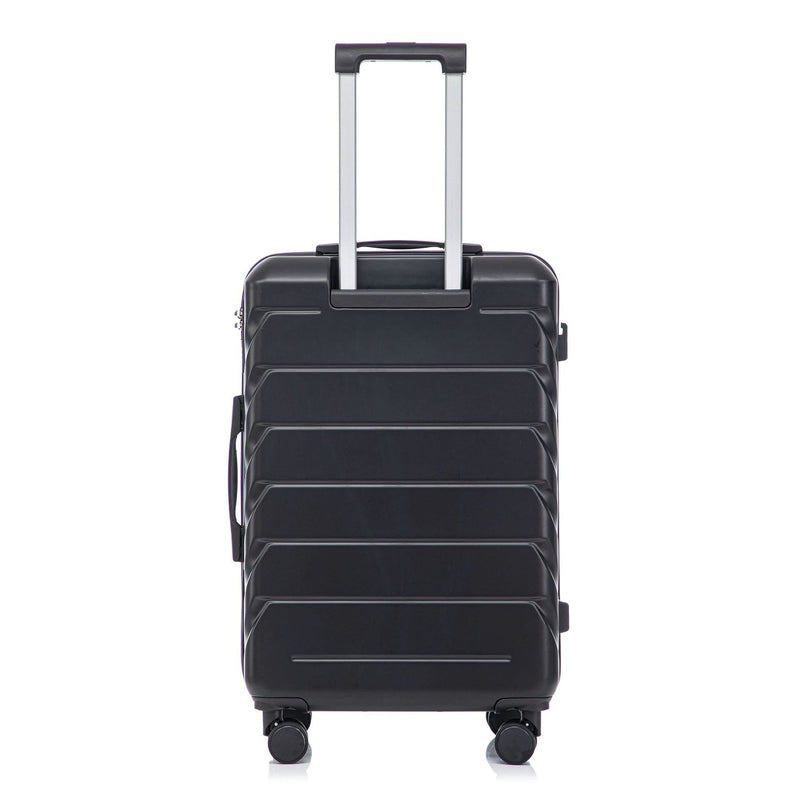 ABS Luggage Set 20 24 28 Inch Spinner Wheels Black Durable 3-Piece & Combination Lock