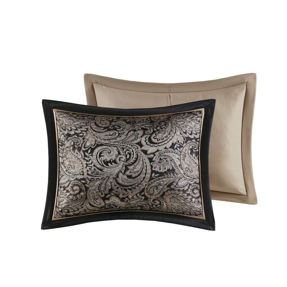 5 Piece Jacquard Bedspread Set with Throw Pillows Black Queen Media 2
