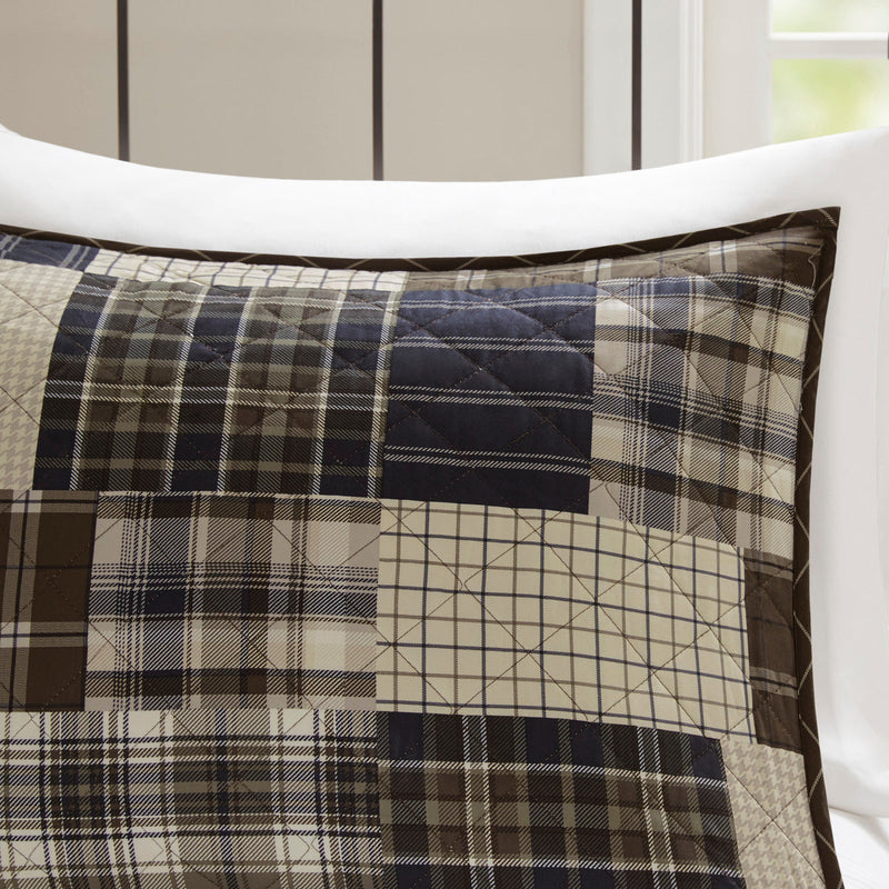 3 Piece Reversible Printed Quilt Set Black/Brown King/Cal King