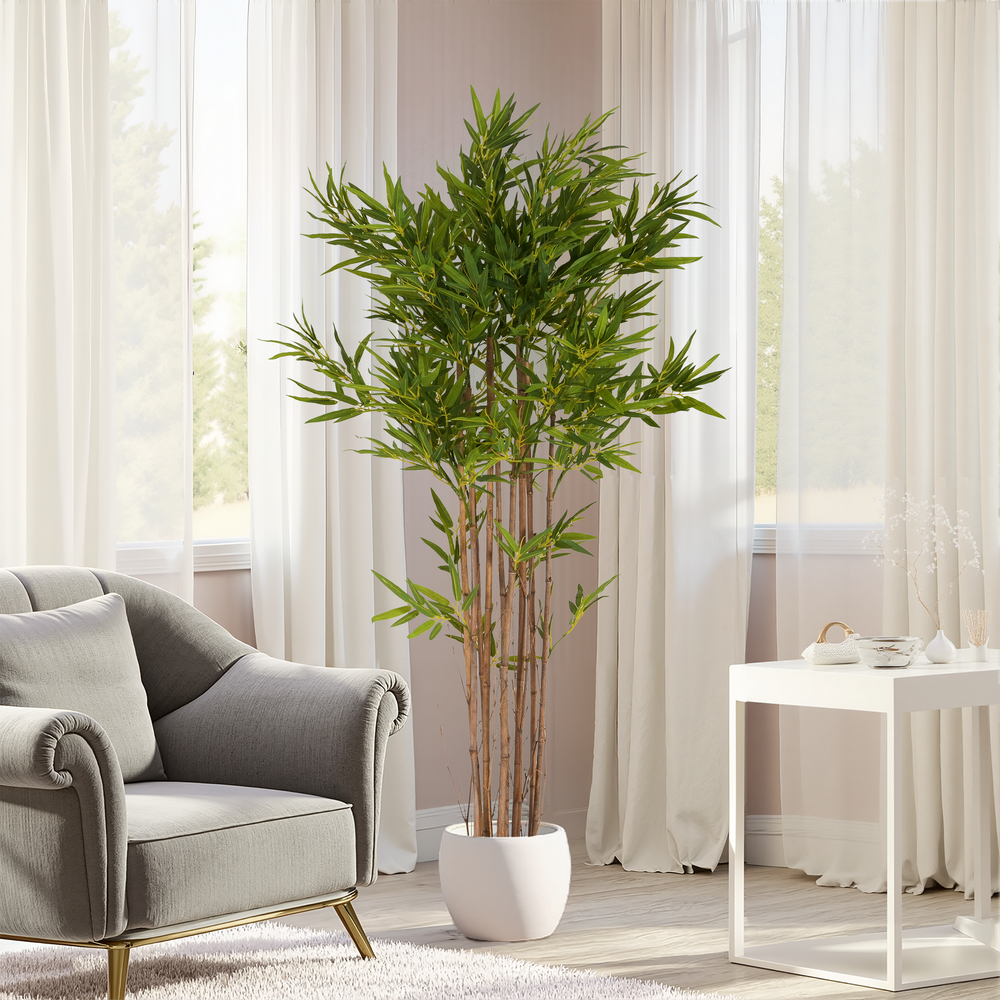70' Artificial Bamboo with Black Plastic Pot Media 2