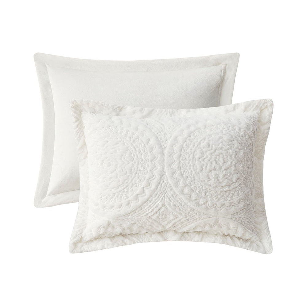 King/Cal King Embroidered Medallion Faux Fur Ultra Plush Comforter Mini Set Media 10