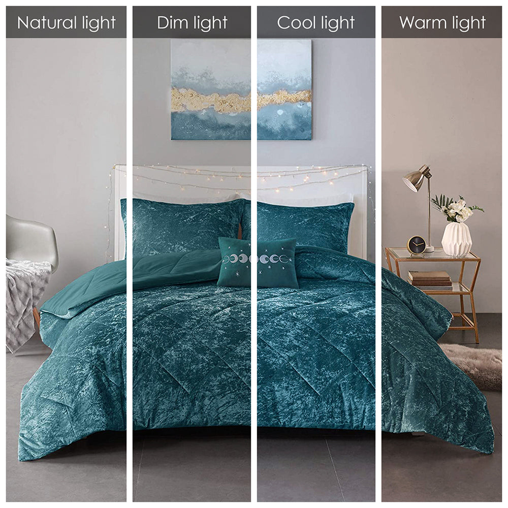 Full/Queen Velvet Duvet Cover Set with Throw Pillow Media 16