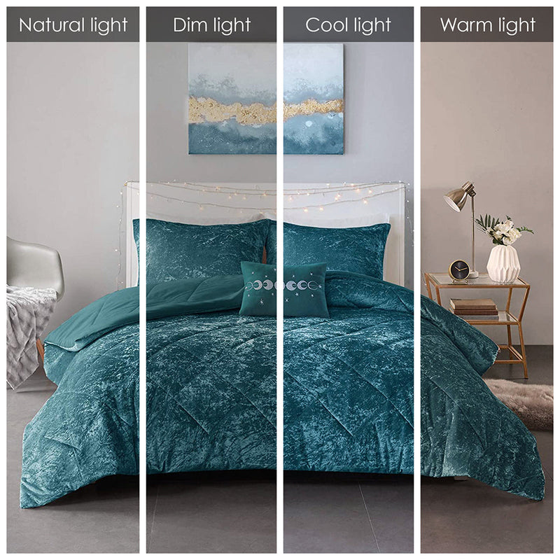 Full/Queen Velvet Duvet Cover Set with Throw Pillow