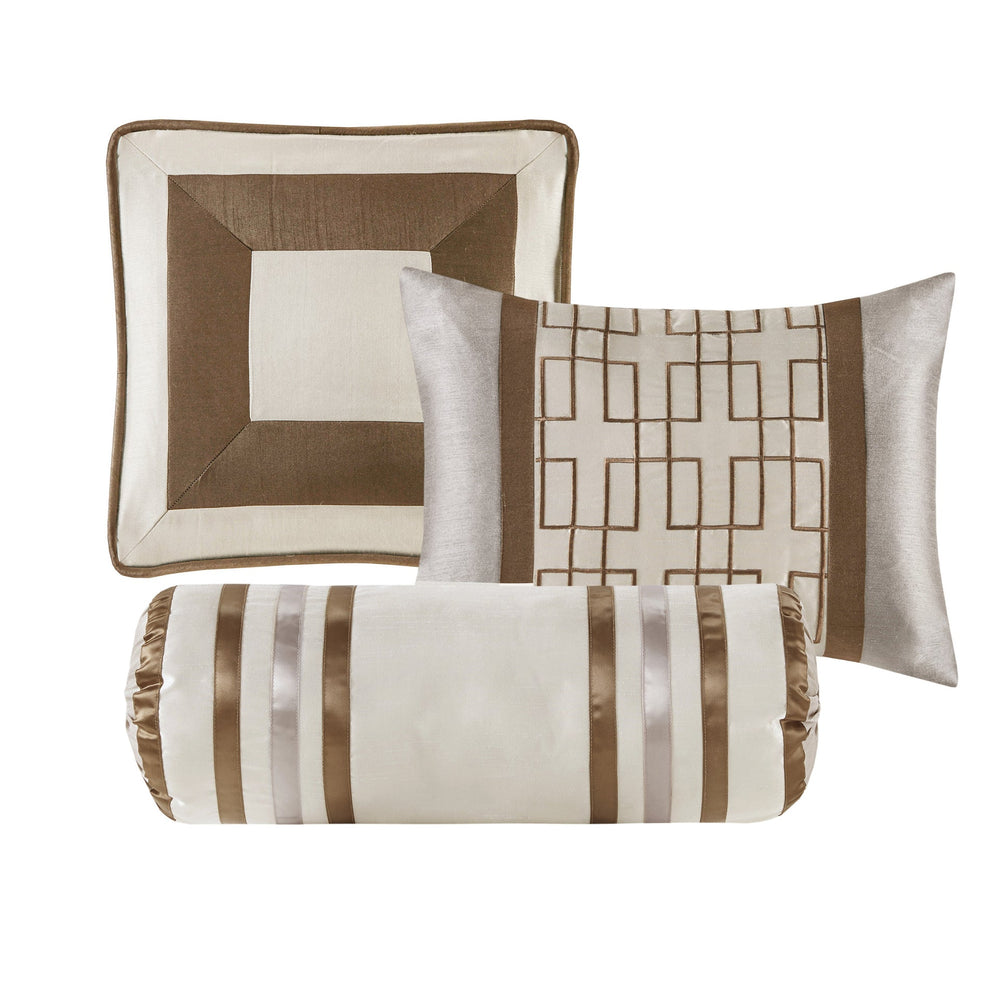 7 Piece Comforter Set Taupe/Brown King Media 10