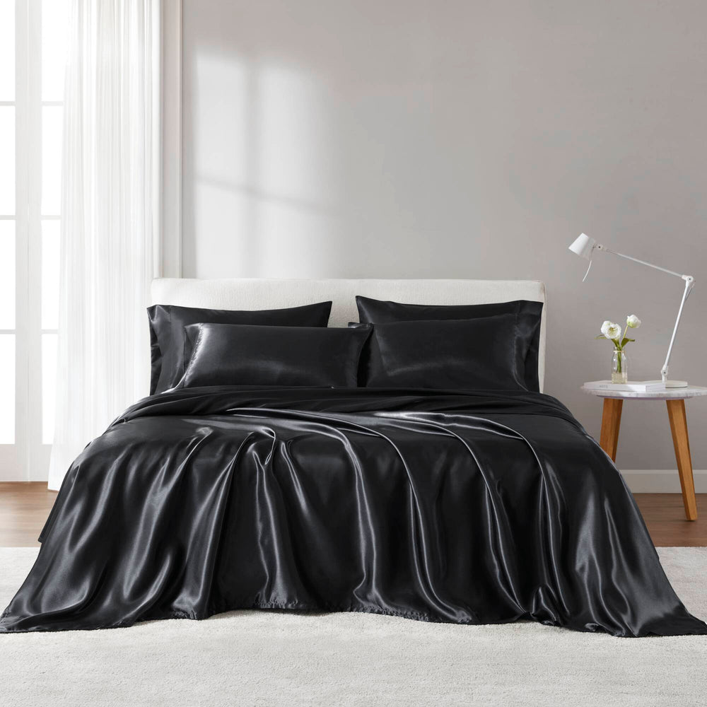 7 PCS Split King Luxury Sheet Set Black Media 1