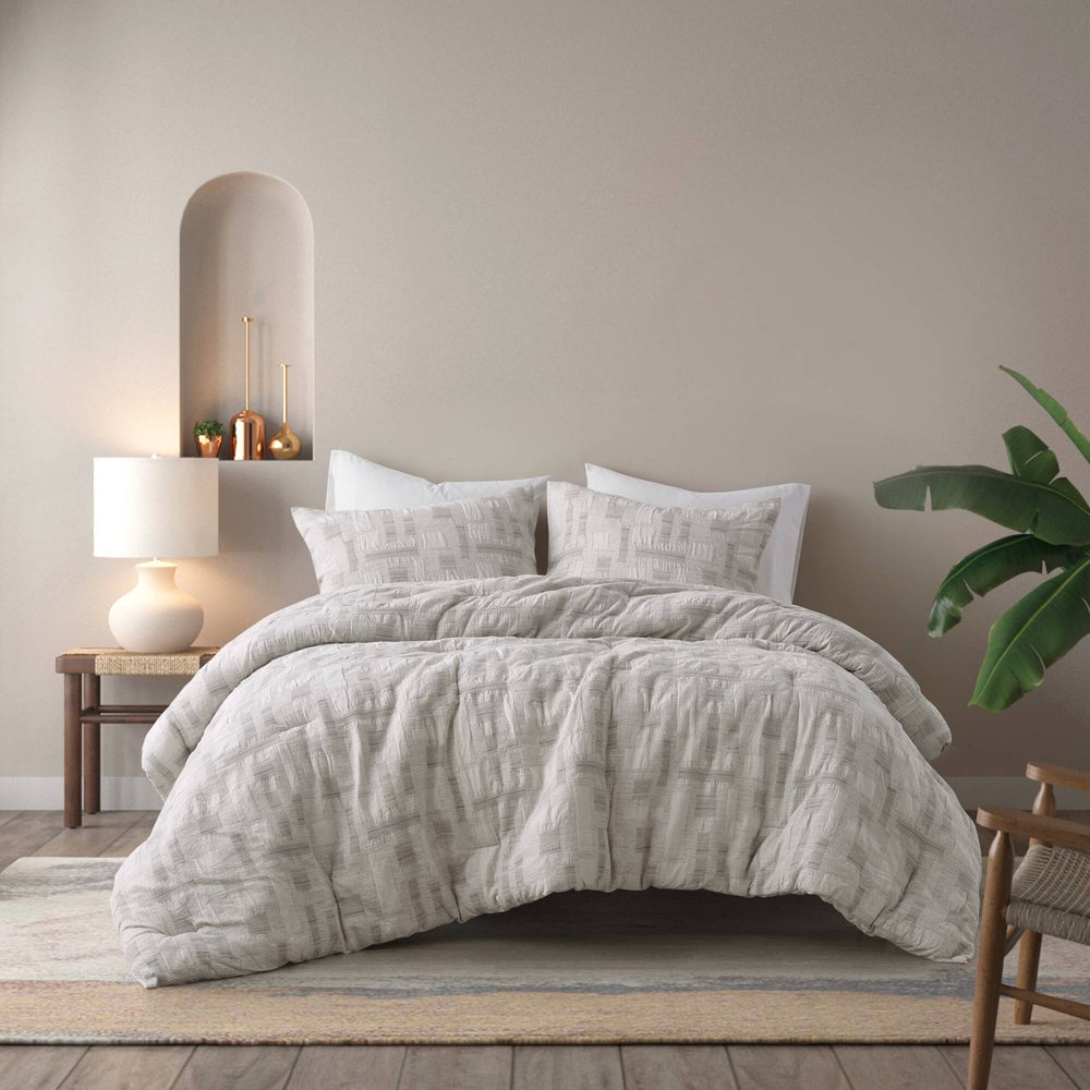 3 Piece Cotton Jacquard Comforter Set-Full/Queen Media 6