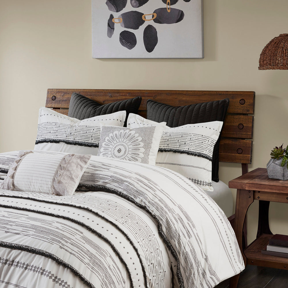 Full/Queen Cotton Printed Duvet Cover Set with Trims Media 2