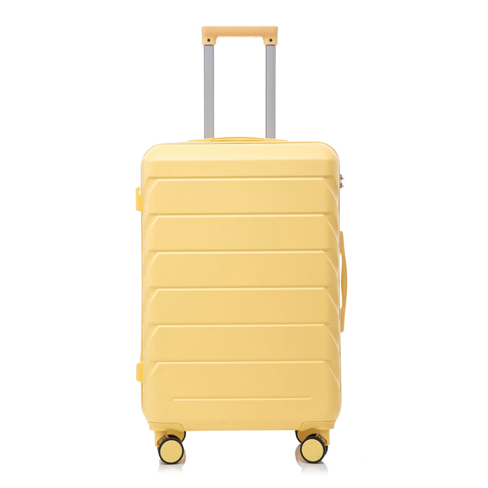 ABS Luggage Set Spinner Wheel 3-Piece Yellow Waterproof Travel Case 20 24 28 Inch Media 24
