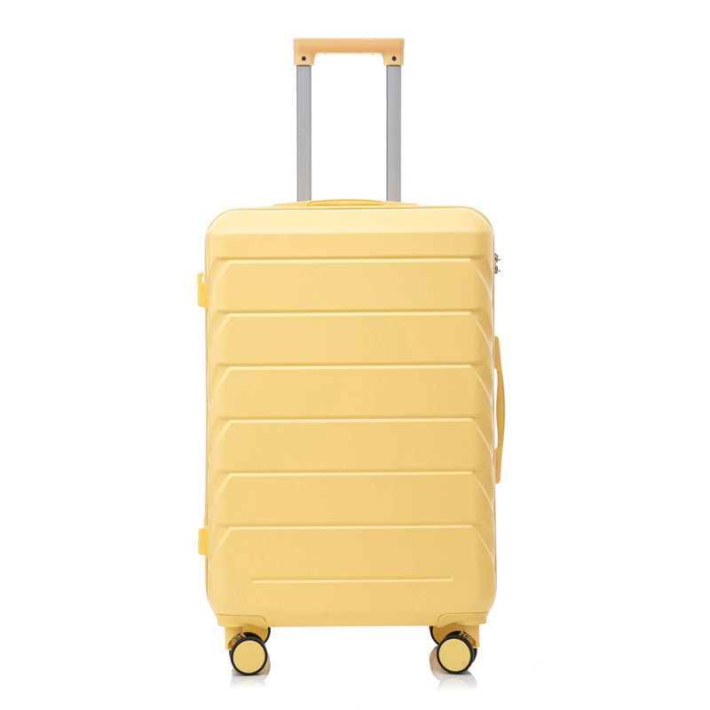 ABS Luggage Set Spinner Wheel 3-Piece Yellow Waterproof Travel Case 20 24 28 Inch