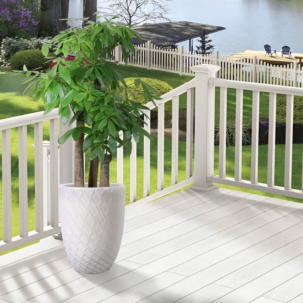 Ceramic Flowerpot, Modern Planter for Patio, Garden, Windowsill - White Media 4