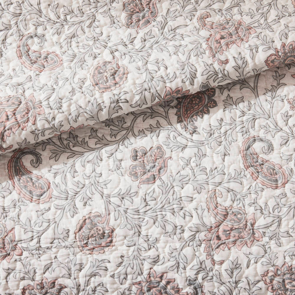 6 Piece Cotton Percale Quilt Set with Throw Pillows Blush Full/Queen Media 3