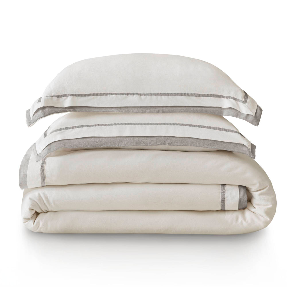 3 Pieces King/Cal King Duvet Cover Set,White+Gray Media 8