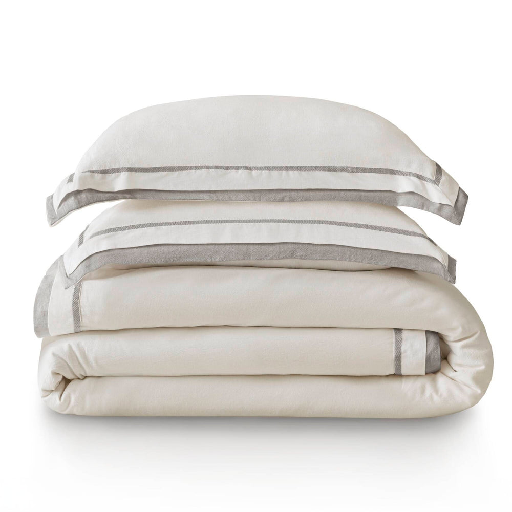 3 Pieces Full/Queen Duvet Cover Set,White+Gray Media 8