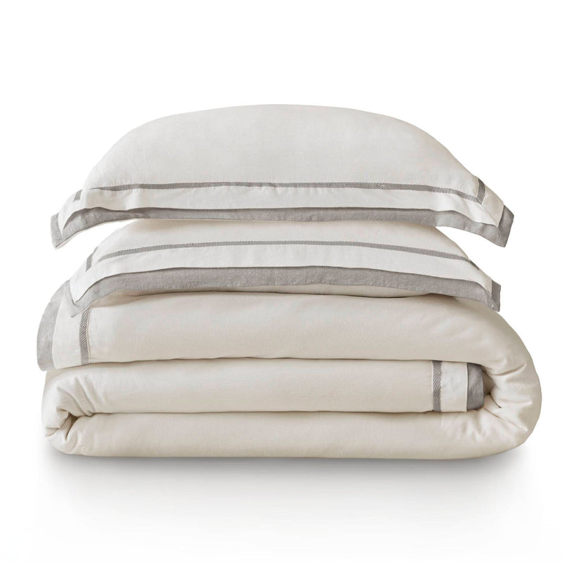 3 Pieces Full/Queen Duvet Cover Set,White+Gray