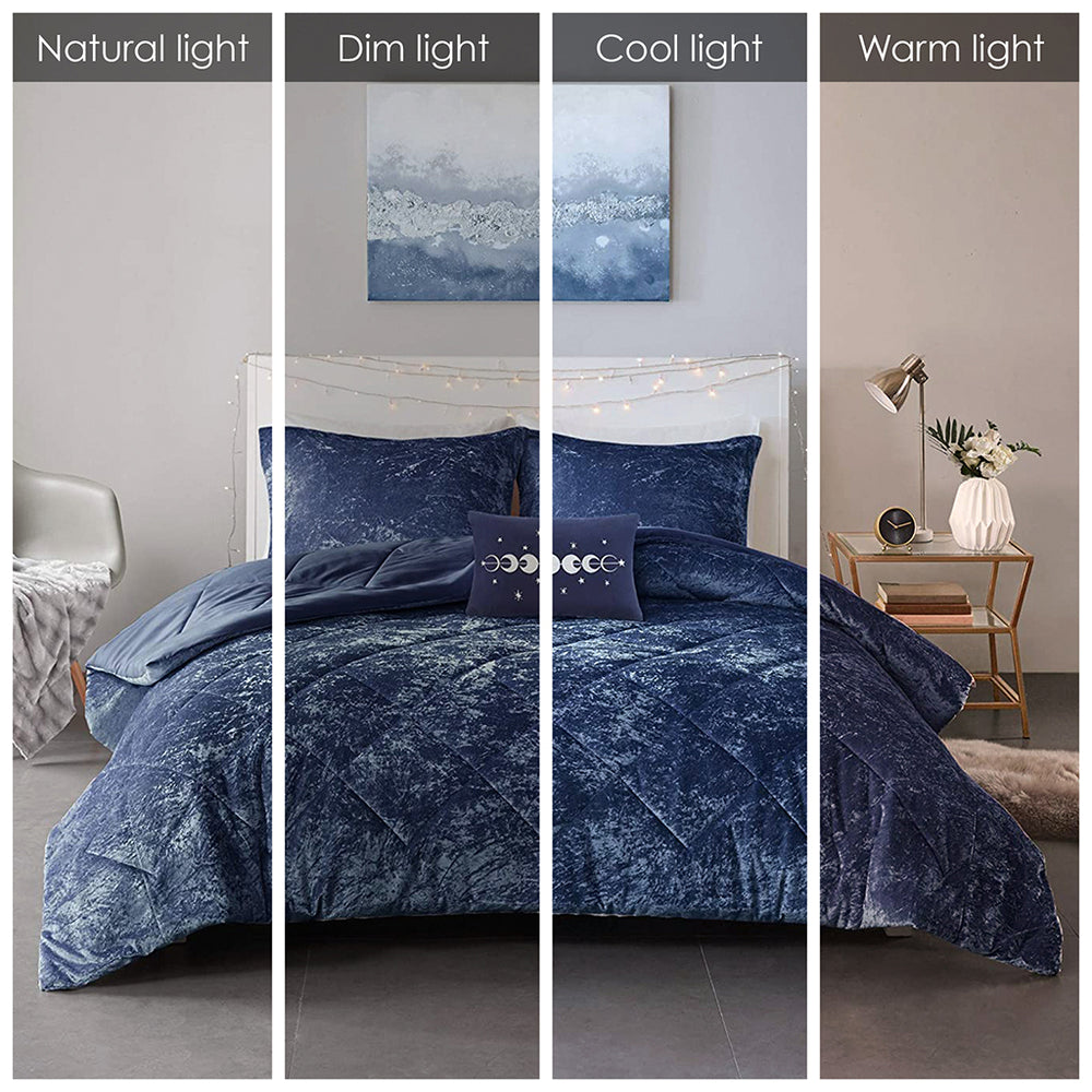 Full/Queen Velvet Comforter Set with Throw Pillow Media 13