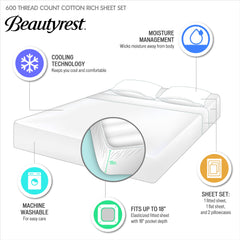 4-Piece Cooling Cotton Blend Sheet Set perspective